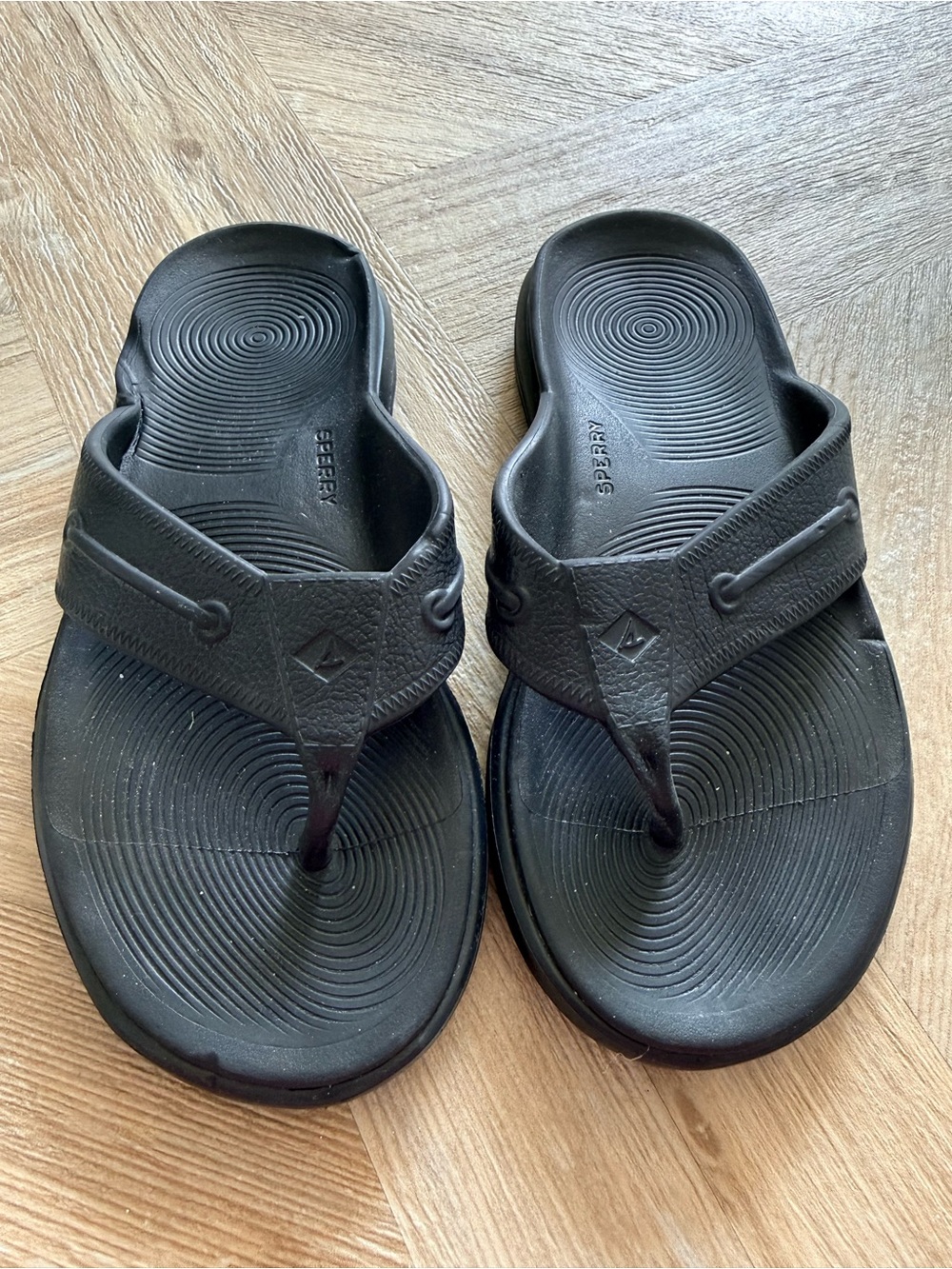 Sperry Black Flip Flop Sandal Womens Size 6 Mens Size 4 Comfy Summer Casual